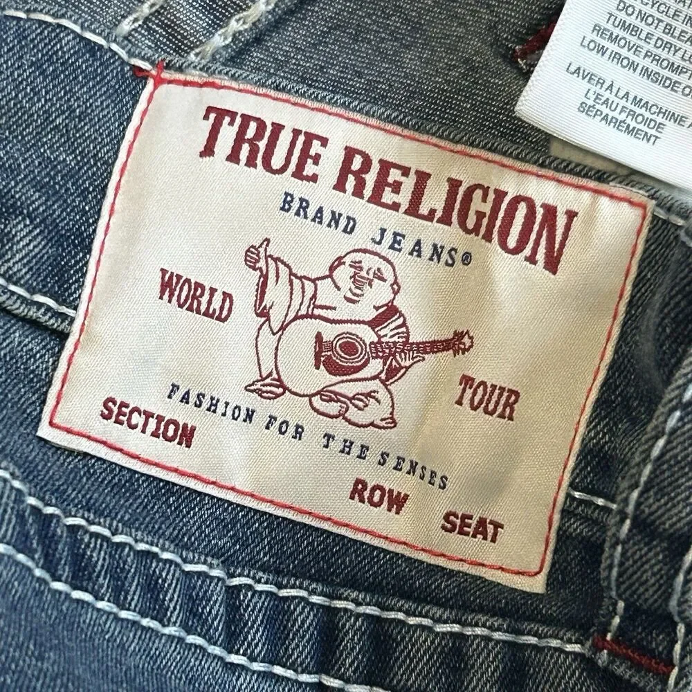 True Religion Jeans Mens 34 Blue Denim Rocco Relaxed Skinny 34x31